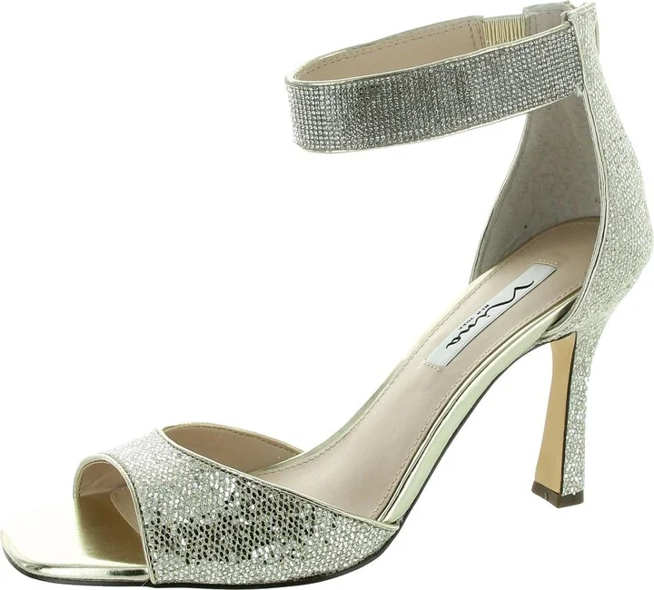 Dezzie Womens Embellished Metallic Heels