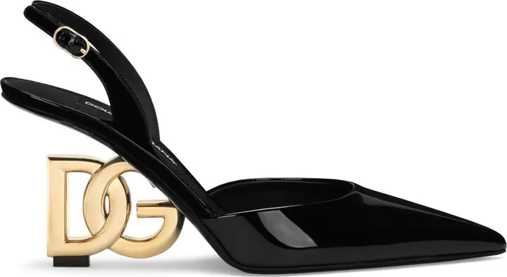 DG-heel leather slingback pumps