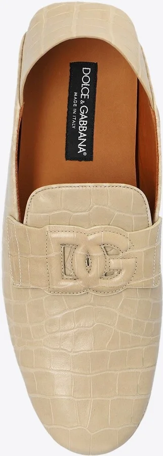DG Logo Croc-Embossed Leather Loafers - Image 3