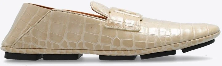 DG Logo Croc-Embossed Leather Loafers
