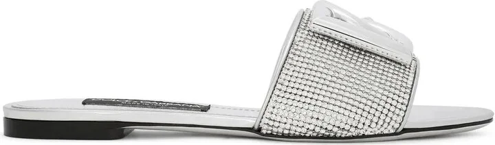 DG-logo crystal mesh sandals