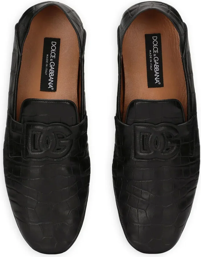 DG logo embossed-crocodile leather loafers - Image 4