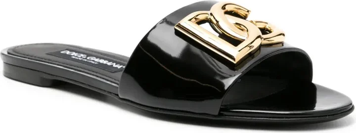 DG-logo leather slides - Image 2