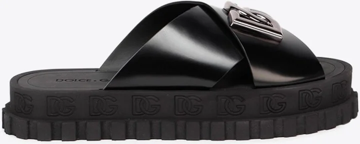 DG Logo Leather Slides