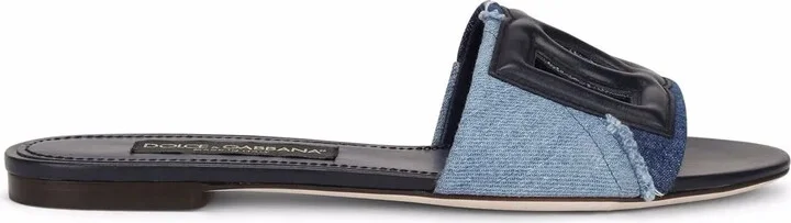 DG-logo patchwork-denim sandals