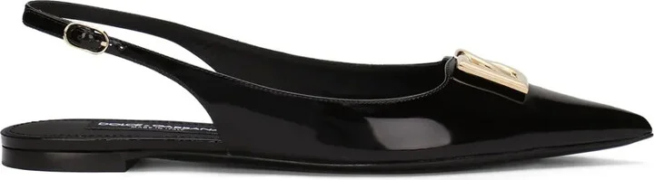 DG logo-plaque slingback ballerina shoes