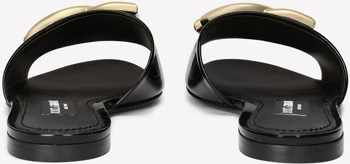 DG Logo Slides in Polished Calf Leather - Image 2
