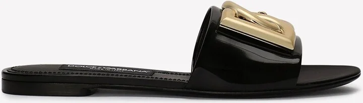 DG Logo Slides in Polished Calf Leather