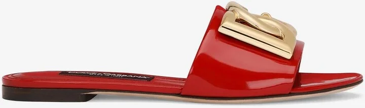 DG Logo Slides in Polished Calf Leather