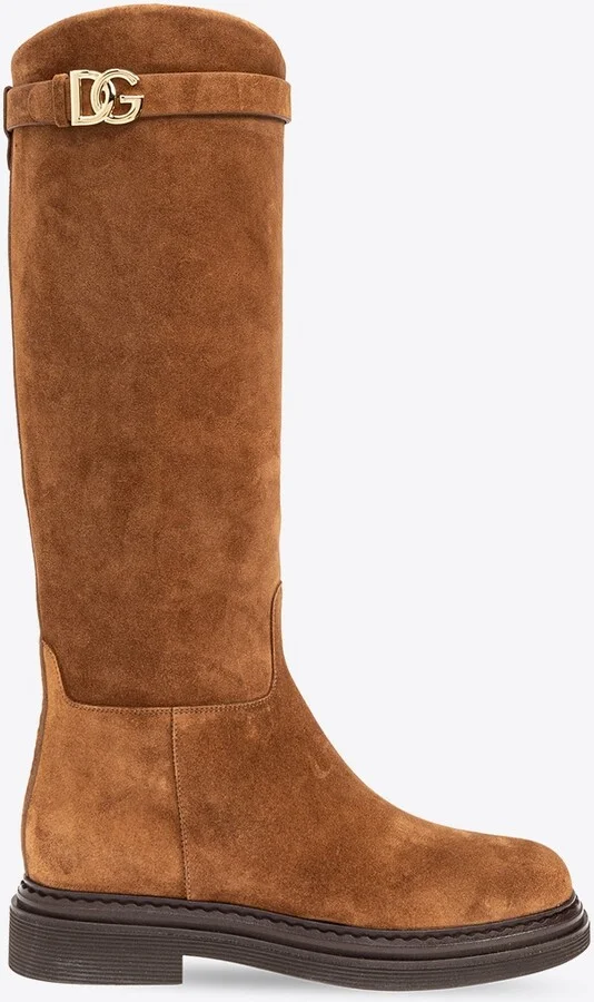 DG Logo Suede Knee-High Boots
