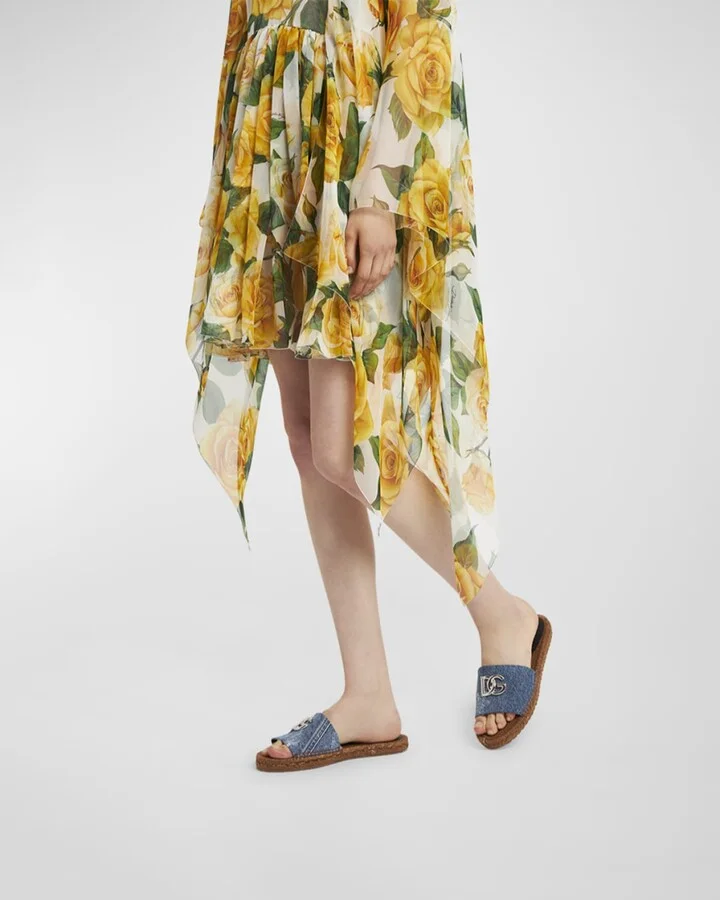 DG Medallion Denim Flat Espadrille Sandals - Image 2