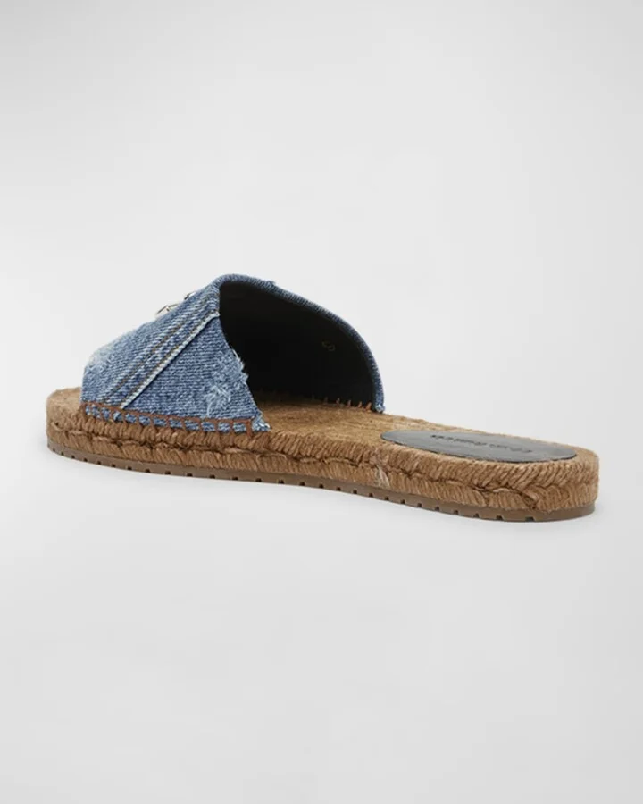 DG Medallion Denim Flat Espadrille Sandals - Image 4