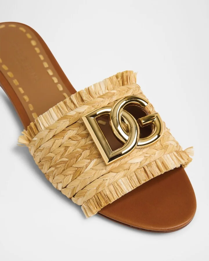 DG Medallion Raffia Slide Sandals - Image 3