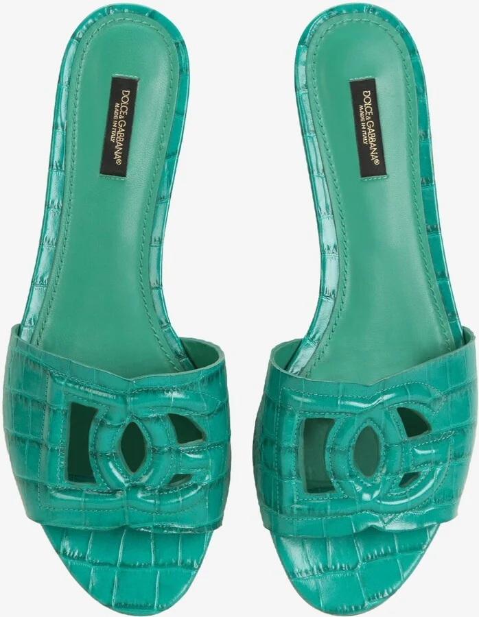 DG Millenials Crocodile Leather Slides - Image 2