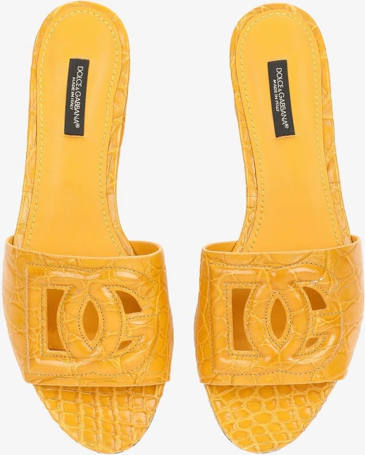 DG Millenials Fianchi Coco Crocodile Leather Slides - Image 2