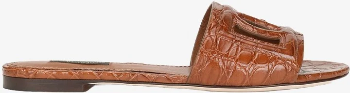 DG Millenials Fianchi Coco Crocodile Leather Slides