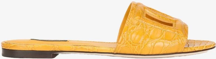 DG Millenials Fianchi Coco Crocodile Leather Slides