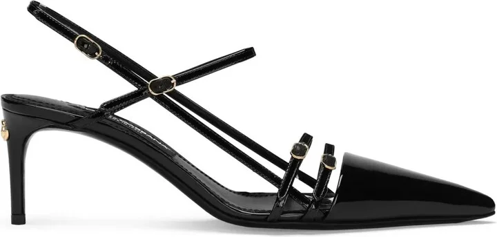 DG-plaque leather pumps