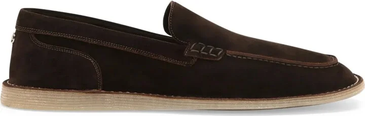 DG-plaque suede loafers