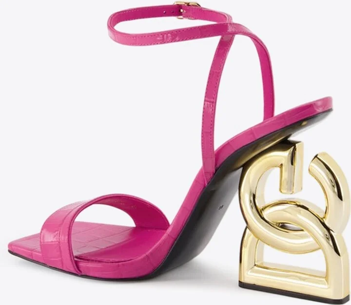 DG Pop 100 Croc-Embossed Leather Sandals - Image 2