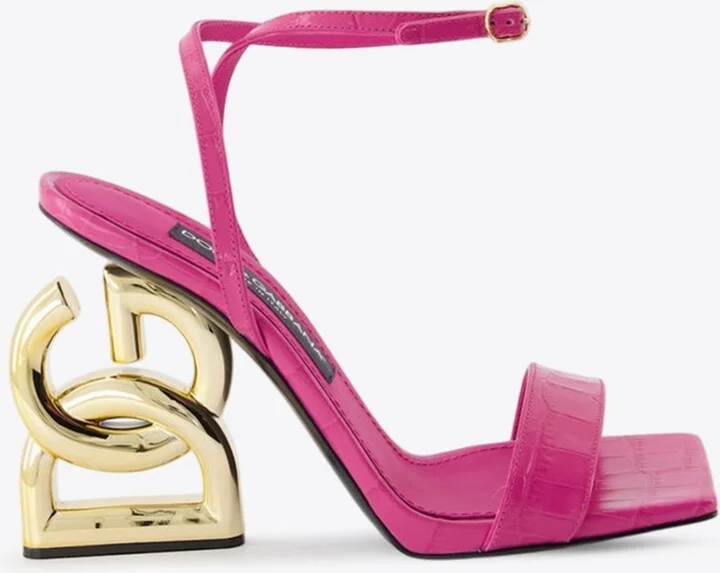 DG Pop 100 Croc-Embossed Leather Sandals