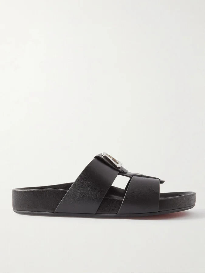 Dhabubizz Logo-Embellished Leather Mules