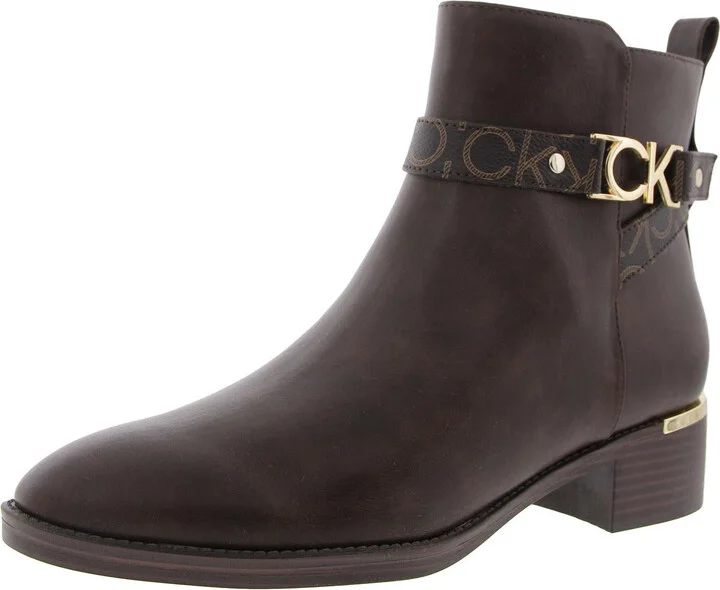 Dhara Womens Zipper Faux Leather Ankle Boots