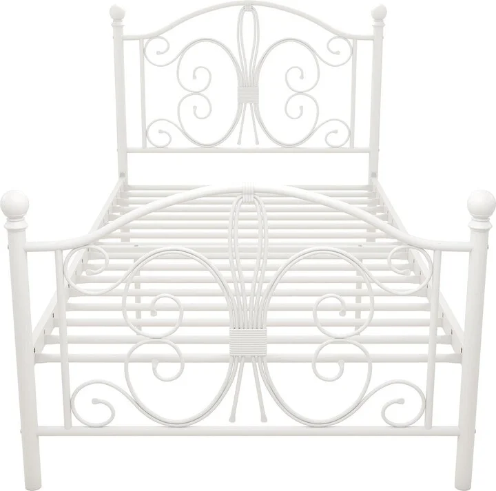 DHP Bombay Metal Platform Bed with Parisian Style Headboard and Footboard