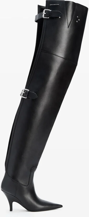 Diablo Open Back Thigh-High Boot In Leather