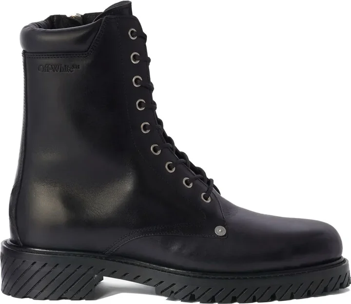 Diag-sole lace-up combat boots