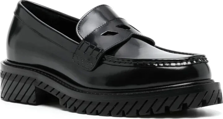 Diag-stripe leather loafers - Image 2