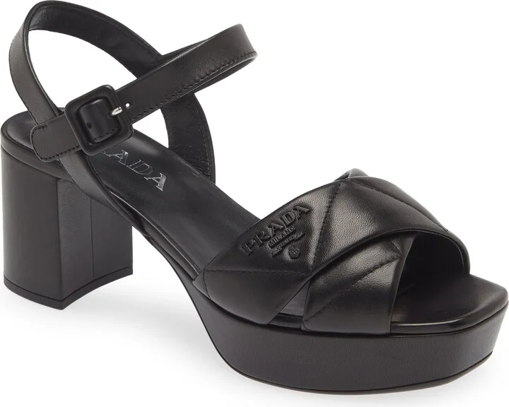 Diagram Quilted Leather Platform Sandal