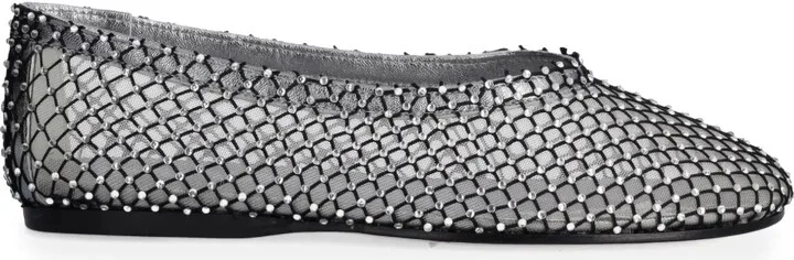 Diamanté-Detailing Mesh Ballet Flats