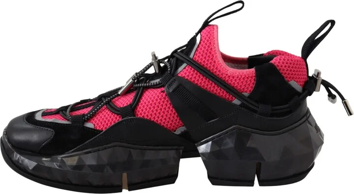 Diamond Black Pink Leather Women's Sneaker - Image 2