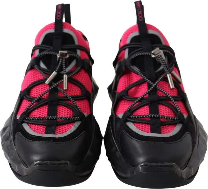 Diamond Black Pink Leather Women's Sneaker - Image 5