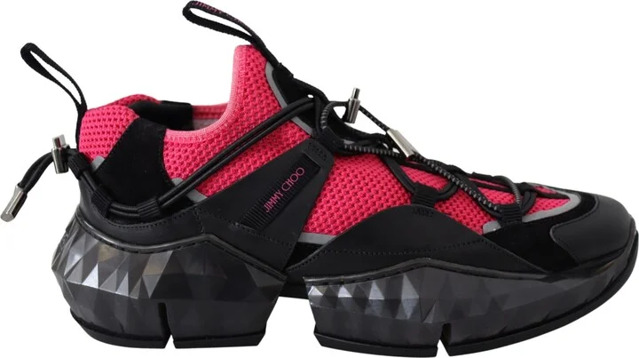 Diamond Black Pink Leather Women's Sneaker