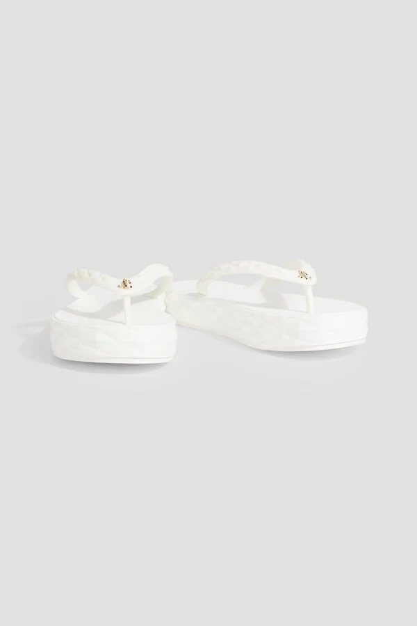 Diamond embossed rubber platform flip flops - Image 5