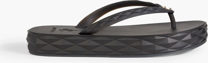 Diamond embossed rubber platform flip flops