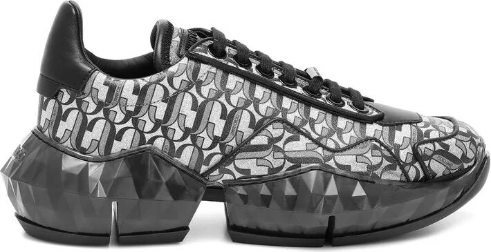 Diamond JC Monogram Glitter Leather Women's Sneakers