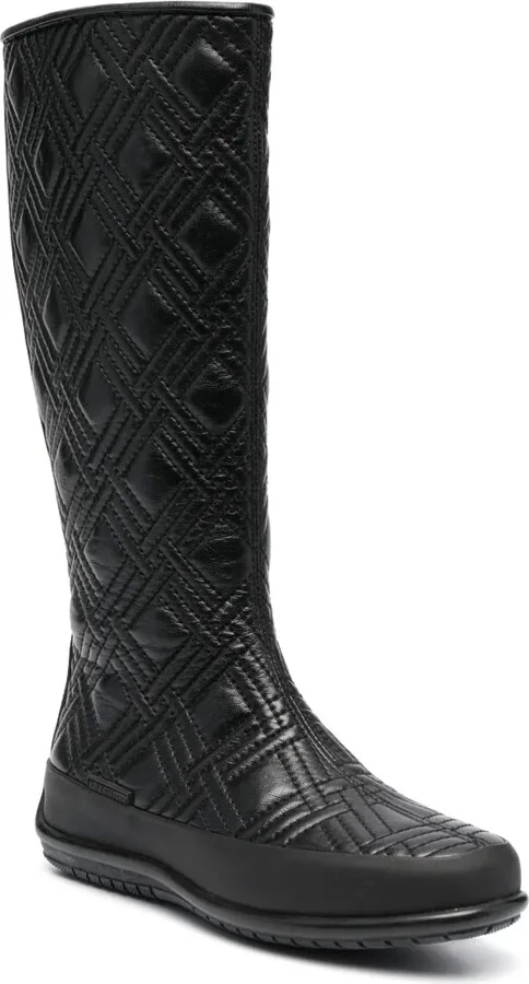 Diamond-Pattern Leather Boots - Image 2