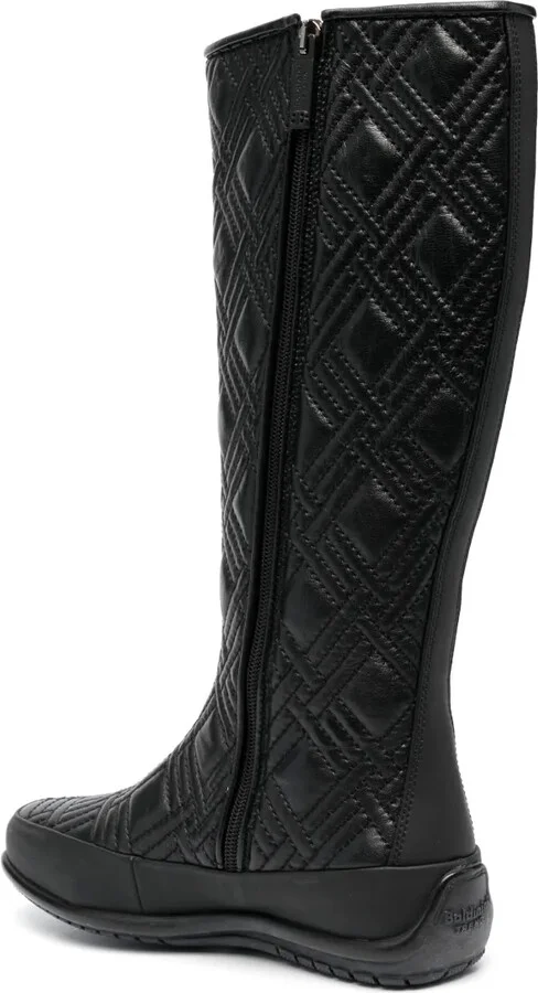 Diamond-Pattern Leather Boots - Image 3