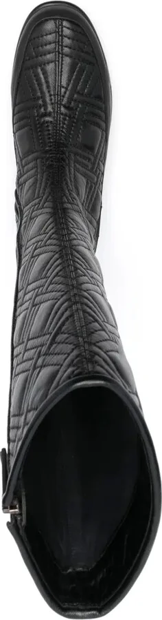 Diamond-Pattern Leather Boots - Image 4