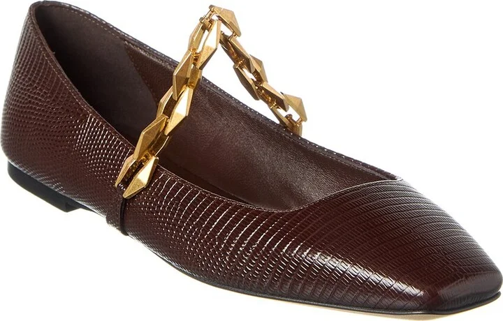 Diamond Tilda Lizard-Embossed Leather Flat