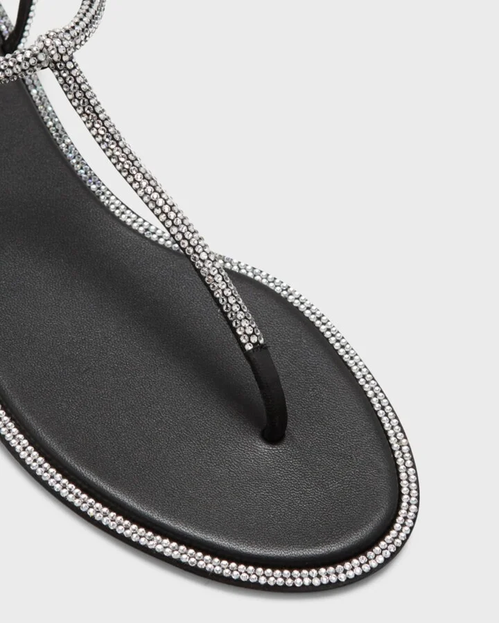 Diana Crystal T-Strap Flat Sandals - Image 5