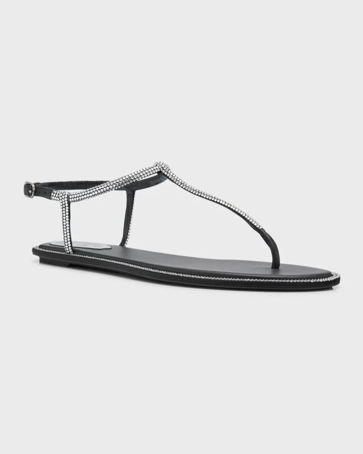 Diana Crystal T-Strap Flat Sandals - Image 8