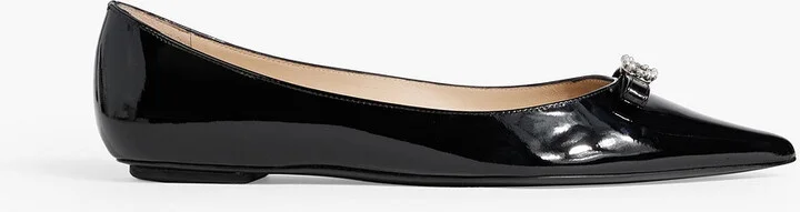 Diana embellished patent-leather point-toe flats