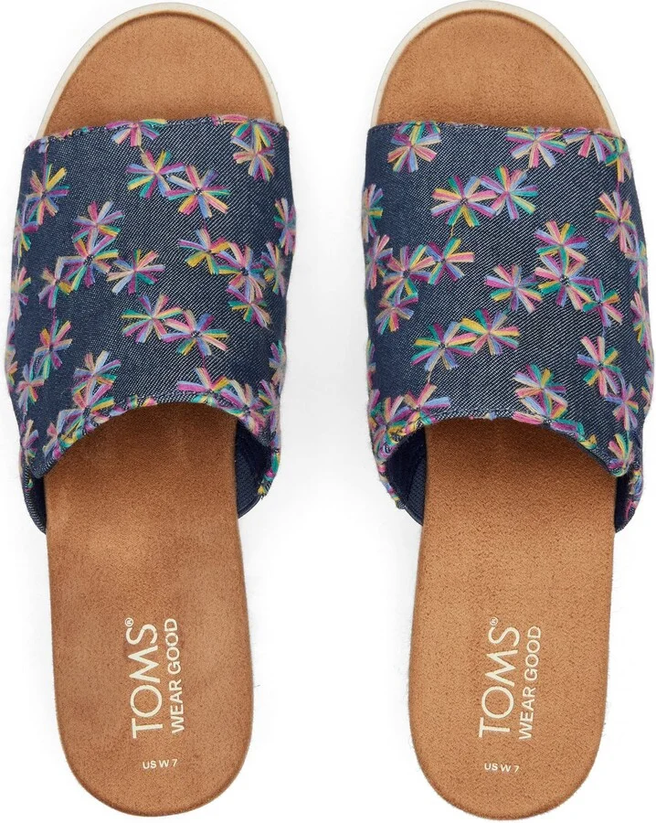 Diana Mule Blue Embroidered Floral Sandal - Image 5
