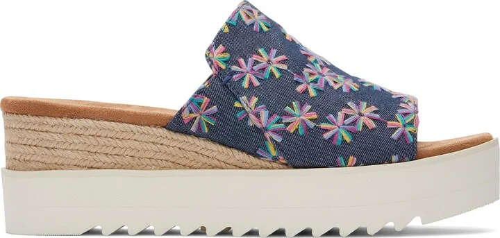 Diana Mule Blue Embroidered Floral Sandal