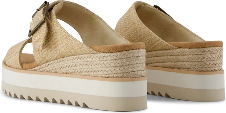 Diana Mule Buckle Wedge Sandal Almond Raffia - Image 5
