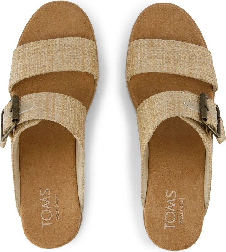 Diana Mule Buckle Wedge Sandal Almond Raffia - Image 6